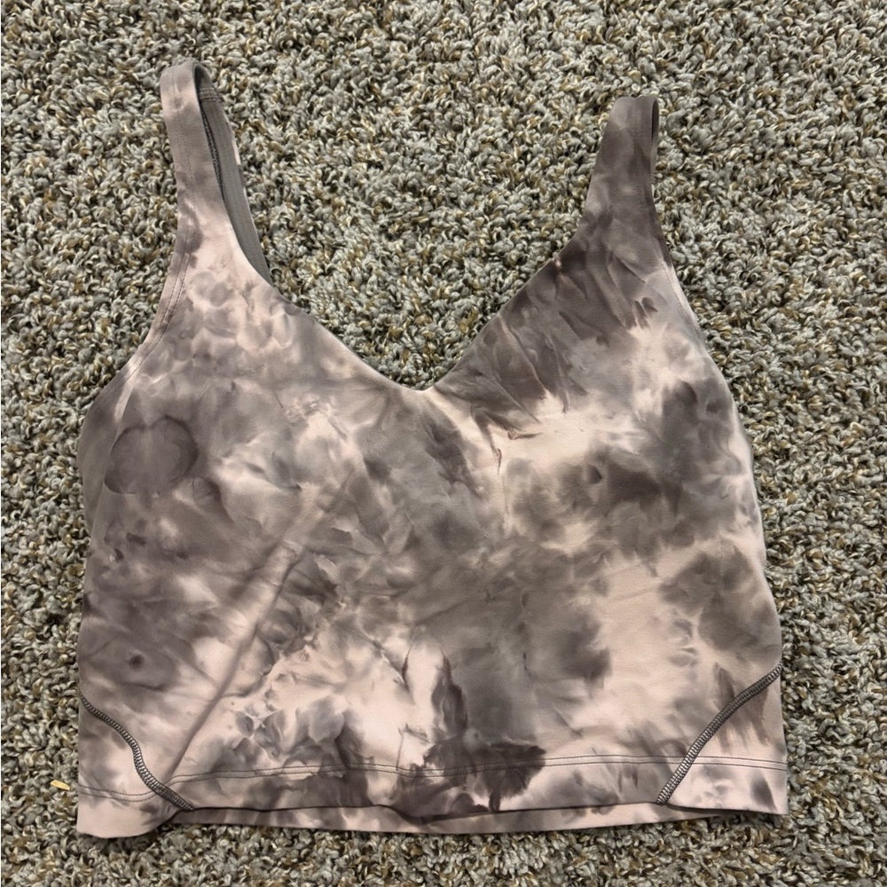 lululemon athletica Brown and Cream Tie-Dye Crop Top